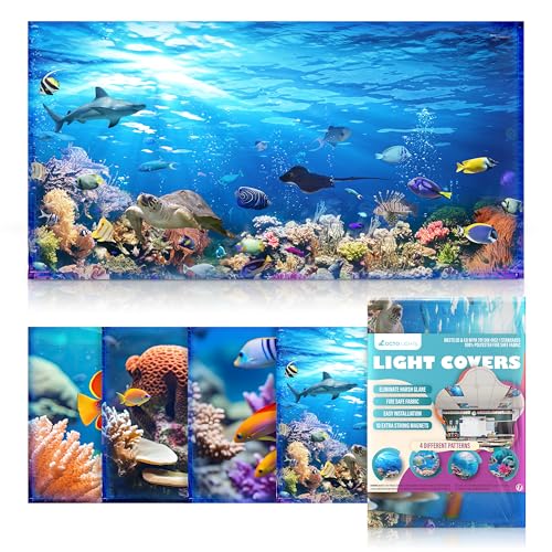 Fluorescent Light Covers for Ceiling Lights Classroom Magnetic Ocean 4pk - color: Coral Reef