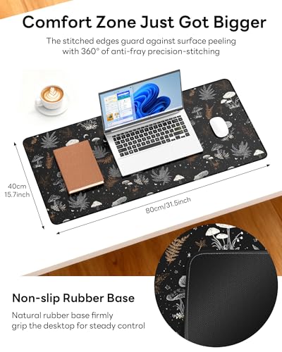 Mouse Pad 31.5x15.7in Large Desk Mat Non-Slip for Office - color: Black Art, size: 31.5" x 15.7"