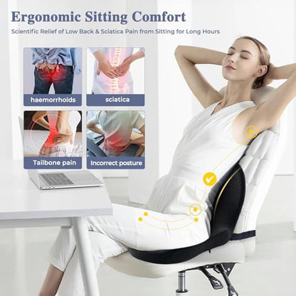 Seat Cushion with Lumbar Support Pillow, Back and Seat Cushion for Office - color: Dark Gray