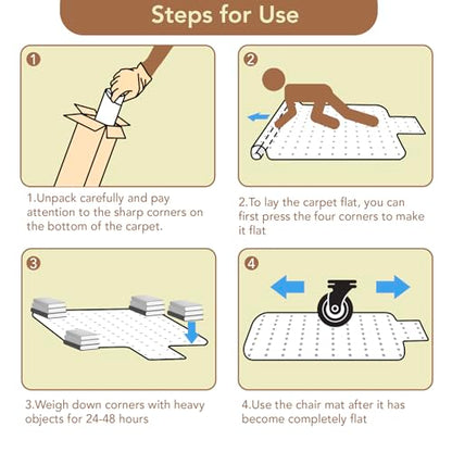 Office Chair Mat for Carpet with Lip, 48" x 72" Clear Plastic Protector | Heavy Duty Desk Floor, Low Pile Carpet Saver Mat for Rolling Chairs, Smooth Glide Computer Chair Mat for Office or Home - size: 48"x72"