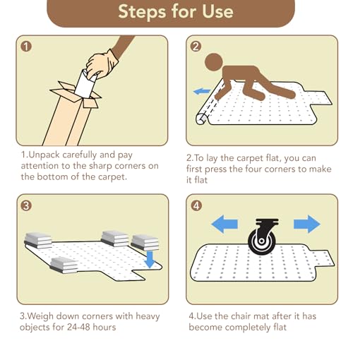 Office Chair Mat for Carpet with Lip, 51" x 63" Clear Plastic Protector | Duty Desk Floor, Low Pile Carpet Saver Mat for Rolling Chairs, Smooth Glide Computer Chair Mat for Office or Home - size: 51"x63"