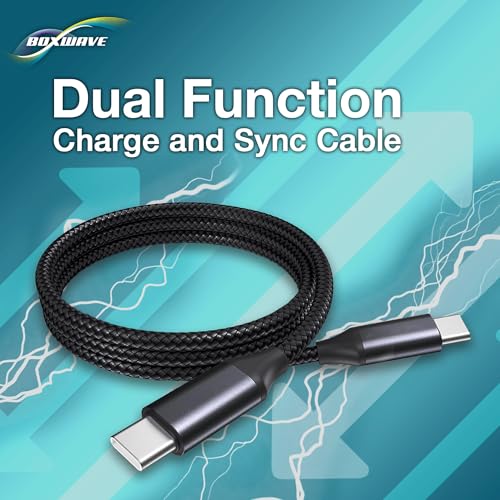 BoxWave Cable Compatible with Logitech Spotlight Presentation Remote - DirectSync PD Cable (3ft) - USB-C to USB-C (100W), Type C Braided Charge and Fast Sync - Jet Black