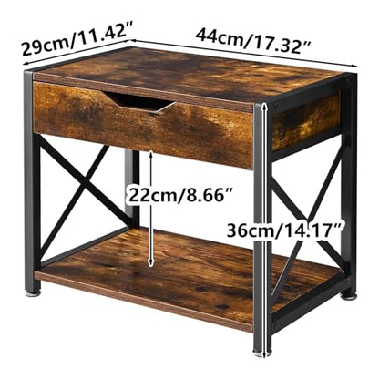 IBUYKE 2 Tier Desktop Printer Stand,Multi-Purpose Desk Organizer,Wooden Printer Stand with Drawer Storage for Folders,Books,for Fax Machine, Scanner,Home Office,Rustic Brown TLJ012H