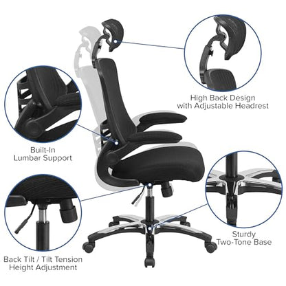 Flash Furniture Mesh Swivel Adjustable Office Chair, Black
