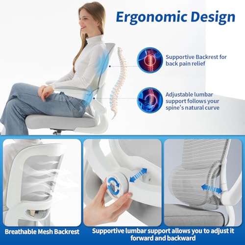 TRALT Drafting Chair - Tall Office Chair with Lumbar Support for High Desk - color: Grey