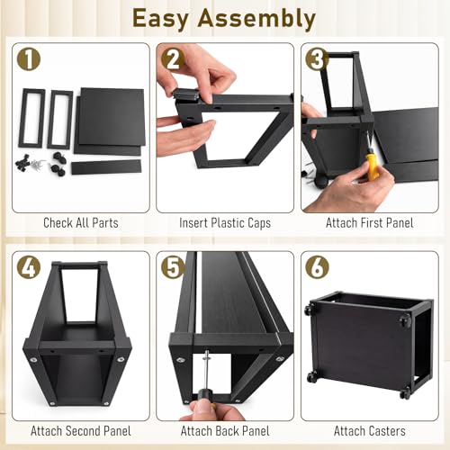 Zonon 2 Tier Printer Stand Under Desk with Wheels, Open Shelf, Black - color: Black