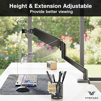 Single Monitor Arm Desk Mount – Adjustable Gas Spring Monitor Stand for 13”–34” Screens, Full Motion Swivel, Tilt & Rotation, Heavy Duty VESA Mount for Office, Gaming & Professional Setup - style: Single Monitor Arm