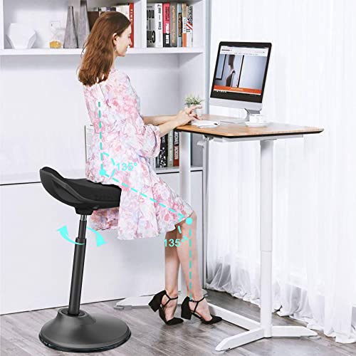 Standing Desk Chair, Adjustable Ergonomic Standing Stool, Swivel Sitting Balance Chair, Anti-Slip Bottom Pad - color: Black