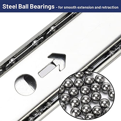 14" Keyboard Slide Heavy Duty Ball Bearing Slides Computer Tray Under Desk Rails Rack Cabinet Furniture Drawer Hardware Accessories with Adjustable Height Bracket & L Extension Support Bracket(Sliver) - style: Sliver