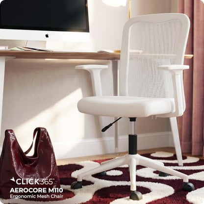 Click365 Ergonomic Office Chair Lumbar Support, Mid-Back Mesh Chair, 4 Pack - color: M110/White X 4