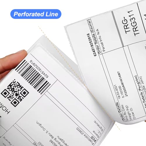 4x6 Thermal Labels, OausTect 100 FanFold Shipping Labels, White Perforated Printer Labels Stickers Compatible with Zebra, Rollo, Thermal Printer, Permanent Strong Adhesive, Business Grade - size: 100 Labels