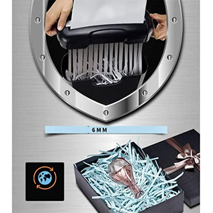 6 Cross-Cut Shredder Micro-Cut Paper Photo Portable Electric Silent A4 Office Home with 10L Capacity