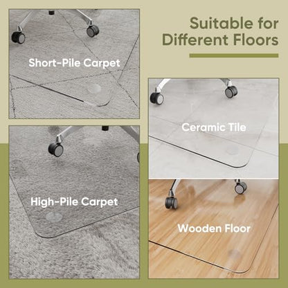 Office Chair Mat for Carpet & Hardwood, Upgraded 29" x 42" Dual Use Tempered Glass Chair Mat for Chair and Footrest Under Desk - size: 29"x42"
