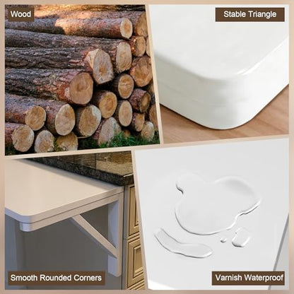 MM MELISEN Wall Mounted Folding Table, 29.5"L x 19.6"W, White, Space-Saving Design - color: White, size: 75X50CM/30X20IN