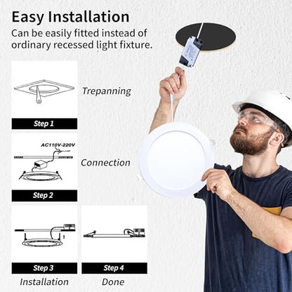 BSOD Ultra-Slim 24W Recessed Light Fixture: 12'' Flush Mount Ceiling Panel Lamp. Ideal for Kitchen, Bathroom, Dining, Living Room & Commercial Spaces(Natural White, 24W) - color: Natural White, size: 24W