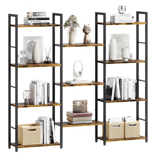Shintenchi Large 4 Tier Bookshelf,Triple Bookcase, Tall Open Shelves - size: 4 Tier(Wide)