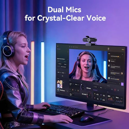 EMEET C60E 4K Webcam with Tripod, Streaming Camera with PDAF Autofocus, Dual Microphones, Auto Light Correction, 73° FOV, Plug & Play USB Webcam for Live Streaming, Gaming & Real-Time Interaction - style: Single-Camera w/ Tripod