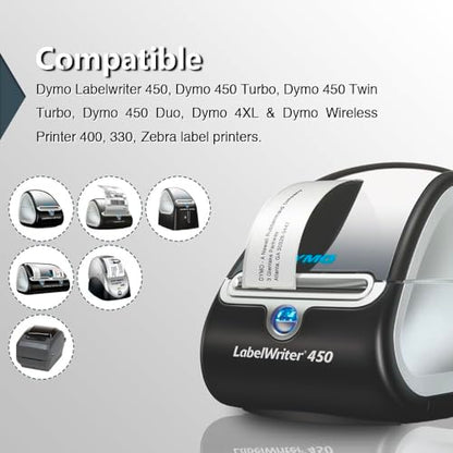 BETCKEY - Compatible DYMO 30252 (1-1/8" x 3-1/2") Address & Barcode Labels - Compatible with DYMO Labelwriter 450, 4XL, NOT Fit 550 & 5XL [10 Rolls/3500 Labels] - size: 1-1/8" x 3-1/2"