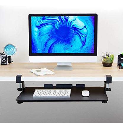 Mount-It! Clamp-On Under Desk Keyboard Tray, No-Drill, Fits Desks to 1.5 in