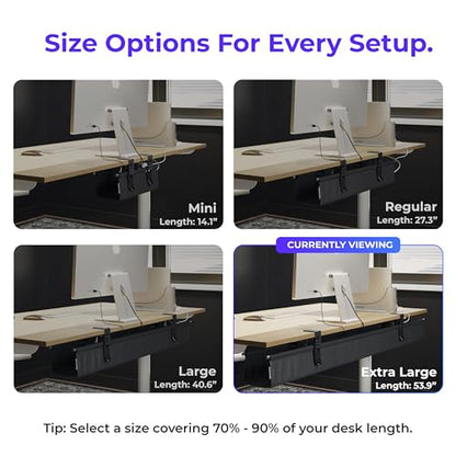 Ascrono Original Under Desk Cable Management Tray, Black, 53.9" - color: Black, size: Extra Large (53.9 in)
