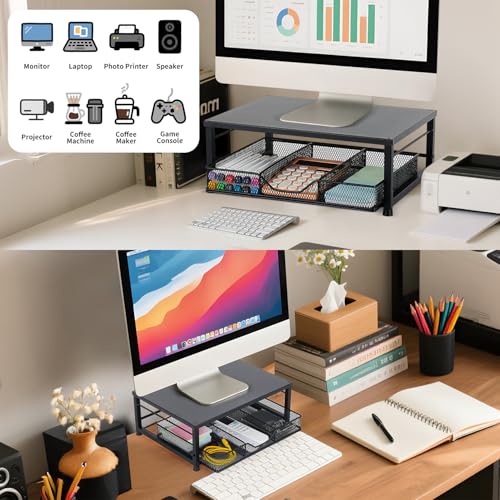 Computer Monitor Stand for Desk, Small Laptop Stand Riser, Black - color: Black-Small
