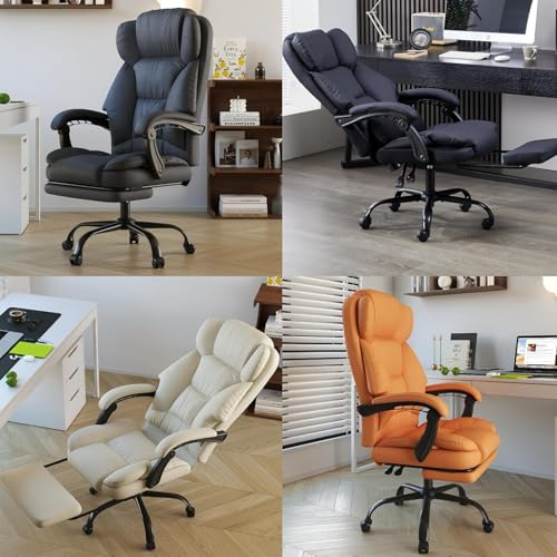 22.44x21.26x44.09Inches Office Chair with Foot Rest, Black Executive Office Chair with Arms, Reclining Ergonomic Computer Chair, 360 Swivel Adjustable Height Home Office Desk Chair