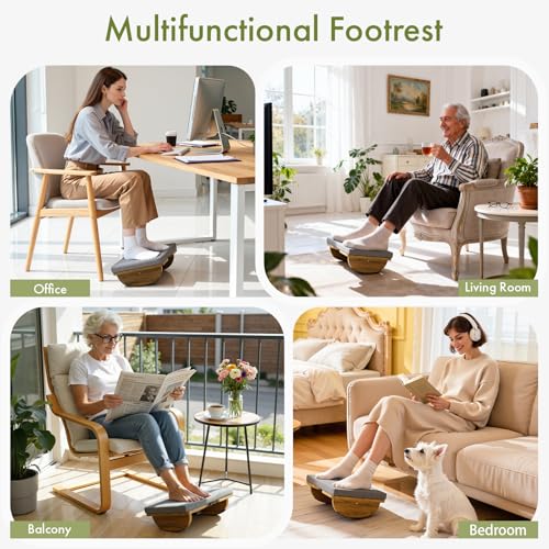 Wooden Under Desk Foot Rest with Detachable Cushion - size: Single Layer-With Cushion