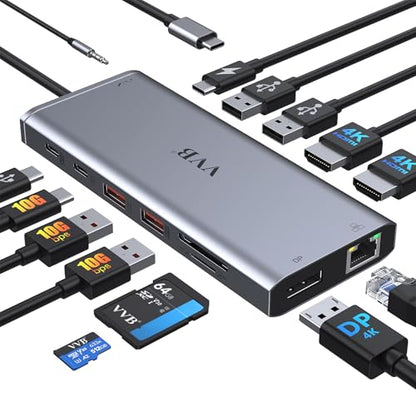 USB C Laptop Docking Station Dual Monitor HDMI USB C Hub Multiport Adapter
