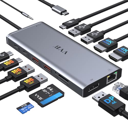 USB C Laptop Docking Station Dual Monitor HDMI USB C Hub Multiport Adapter