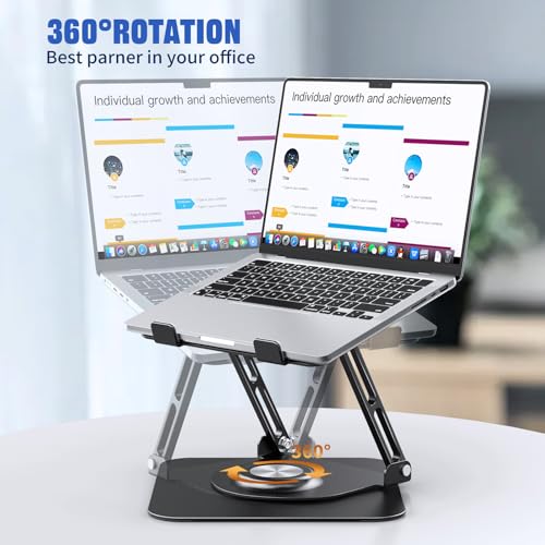 Laptop Stand for desk(360°Rotating),Aluminum laptop Riser for 10-16"Laptops | Adjustable Multi-Angle Ergonomic Laptop Stand, Foldable Portable for Home Office, Fits MacBook Air Pro Dell HP Laptops - color: Black