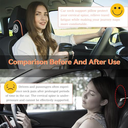 SPRFUFLY Really Comfy Car Headrest Pillow, Soft Car Neck Pillow for Driving - color: Orange