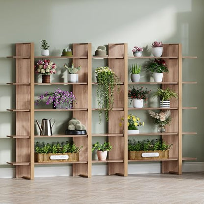 Tribesigns 5-Tier 47 Inches Wide Book Shelf Bookcase, Boho Open Bookshelves Etagere Display Office Shelving Unit, for Living Room, Office & Bedroom, Metal & Wood, Retro Brown (1)
