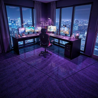 48" x 72" Glass Chair Mat for Carpet, 0.2" Thick Office Chair Mat | Heavy-Duty Tempered Glass With Crystal Clear Surface, Polished Rounded Edges Resists Scratches And Cracks For Smooth Rolling - size: 48" x 72"