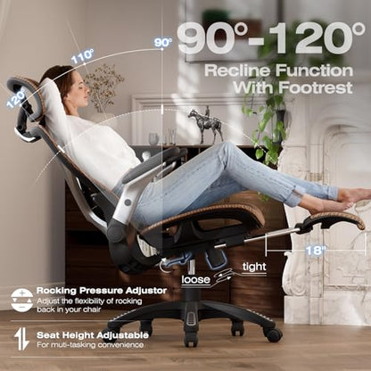 ELABEST X100 Ergonomic Mesh Office Chair with Footrest, Big and Tall Home Desk Chair with 5D Flip-Up Arms, Adjustable 3D Lumbar Support, Gaming & Executive Computer Chair (Tangerine Burst) - color: Tangerine Burst