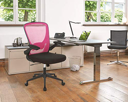 Home Office Chair Ergonomic Desk Chair Mesh Computer Chair with Lumbar Support Flip-up Arms Swivel Rolling Executive Task Chair Adjustable Chair for Adults(Pink) - color: Pink