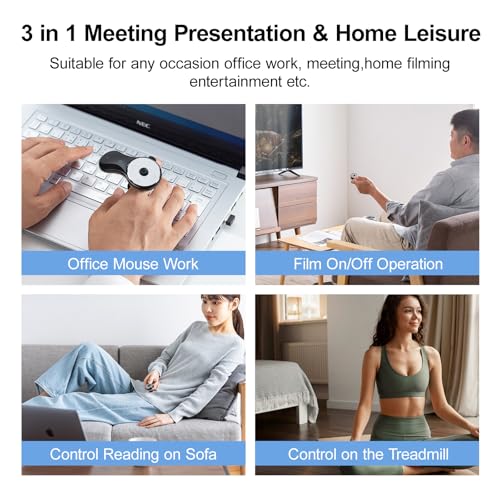 SANWA 3 in 1 Bluetooth Finger Ring Mouse, Wireless Presentation Clicker, Video Scroller & Page Turn for Kindle APP, Mini Wearable Mouse, Rechargeable Handheld Remote Mice for PC, Laptop, Mac, Tablet - style: Finger Ring Mouse