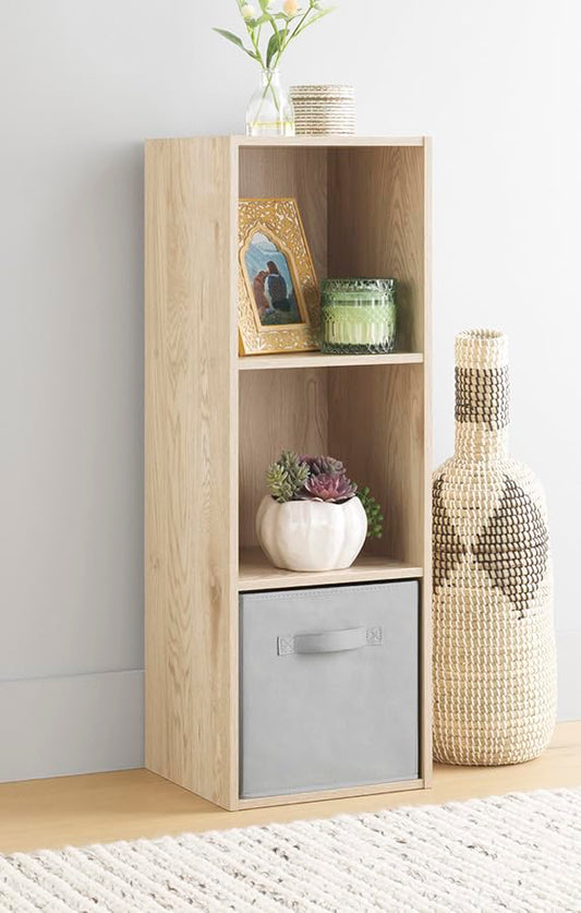 Whitmor Bookcase Storage Organizer, 3 Tier Stackable MDF Bookshelf, Open Storage Display Shelf - color: Sonoma Oak, size: 3 Cube, 3 Tier