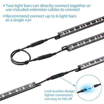 TORCHSTAR 4pcs 12 Inch LED Safe Lighting Kit, Motion Sensor, 5000K | UL Power Adapter, Input 100-240V, Linkable Gun Safe Light Bars, 600LM, for Under Cabinet Locker Closet Showcase, Daylight - color: Daylight (5000K)