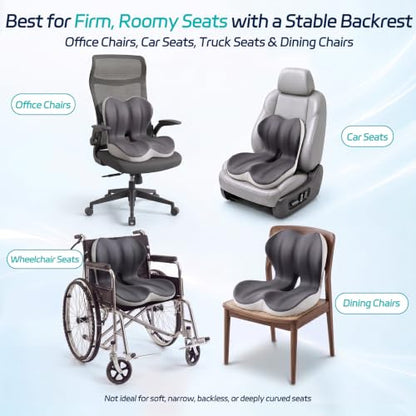 Cool & Dry Seat Cushion & Back Support for Coccyx & Lumbar Relief - color: Gray/White Airflow