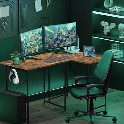 YSSOA Computer Desk Home Office Work Study Writing Modern Simple Table with Headphone Hooks - color: Deep Brown, size: 32 Inch