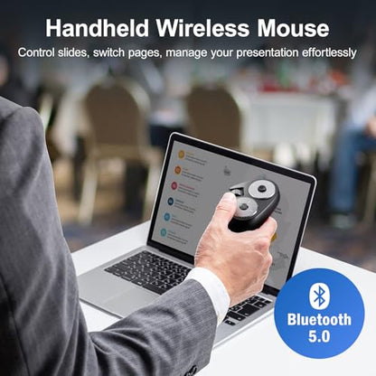 SANWA Bluetooth + 2.4G Wireless Handheld Mouse, 3 in 1 Presentation Clicker, Remote Air Mouse with Scroll, Portable Finger Mice, Rechargeable PPT Slide, Compatible with Mac, PC, Laptop, Phone, Tablet - style: Handheld Mouse