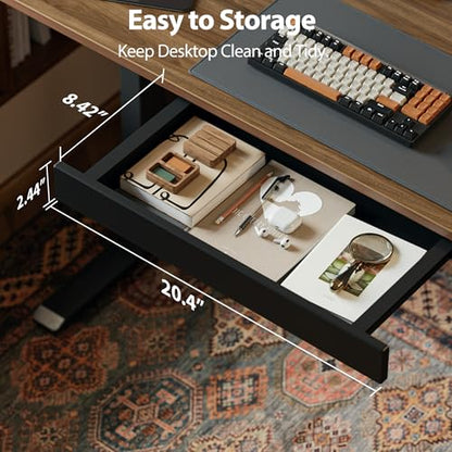 Agilestic 48*24 Inch Electric Standing Desk with Under Drawers, Dark Walnut - color: Basic Dark Walnut, size: 48x24 Inch