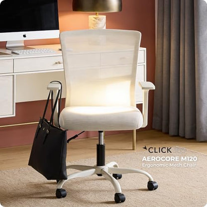 Click365 Ergonomic Office Chair with Lumbar Support, Mid-Back Mesh Chair - color: M120/Cream
