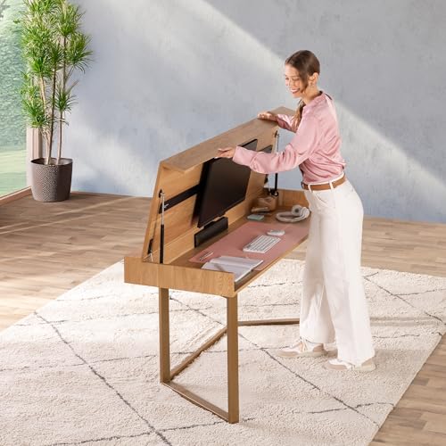 Transformer Table to Desk, Natural | Simple Modern, Home Office Desk with Storage, Folding Desk into Dining Table, Multiuse Dining Table and Gaming Desk - color: Natural