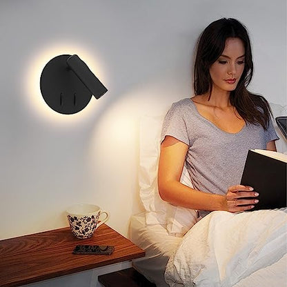 ZEROUNO Hardwired Sconces Wall Mounted Reading Lights with Switch LED Wall Lighting for Bedroom Bedside Lamps (Black) - color: Black