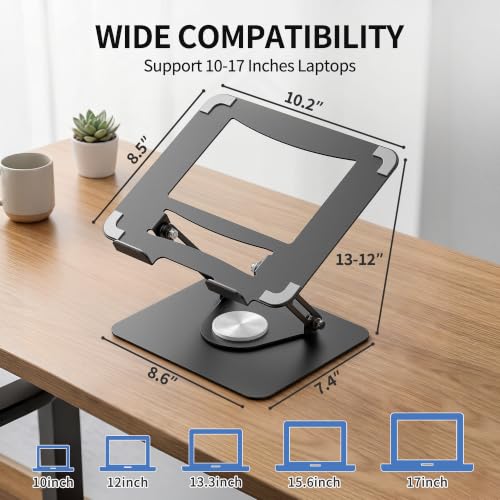 ALASHI 360° Rotating Laptop Stand, Multi-Angle, 10-17", Black - color: F-Black