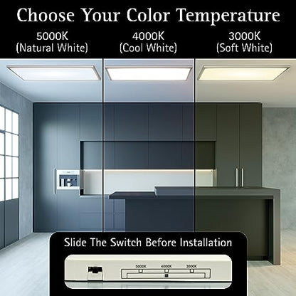 UltraLux 1x4 Surface Mount LED Panel TRIAC Dimmable 3CCT Brushed Nickel 1Pk | 3000 lumens, 120-degree beam, CRI>80, aluminum build, damp-rated, fits junction boxes, over 50,000 hours, 5-year warranty - color: Brushed Nickel, size: 1X4 (1 Pack)