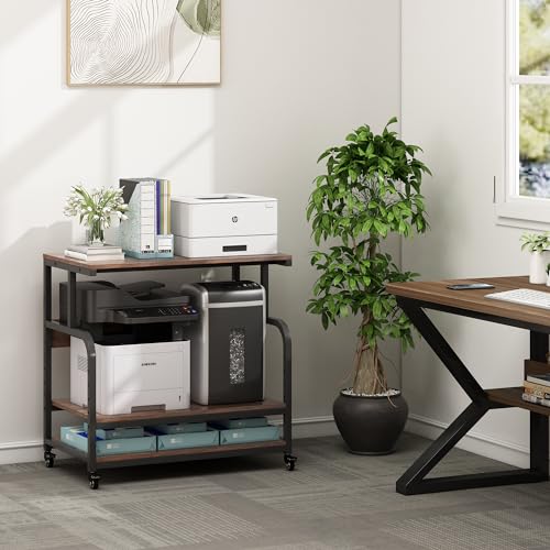 Fannova 32.3" Wide Extra Large Printer Stand with Adjustable Storage Shelf - color: Rustic Brown, size: 32.3"W x 18.9"D x 32.1"H