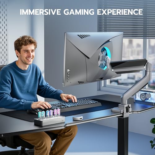Heavy Duty Single Monitor Mount for 13"-49" Curved Screens with USB, Gray - color: Grey, style: with USB