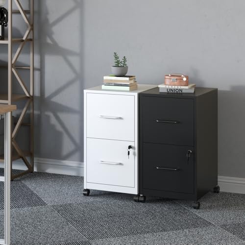2-Drawer Mobile File Cabinet with Lock and Wheels